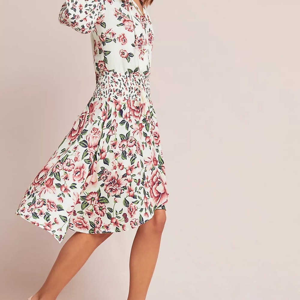 Farm Rio Anthropologie Anabela Smocked Floral Dress Annabella Anabella
